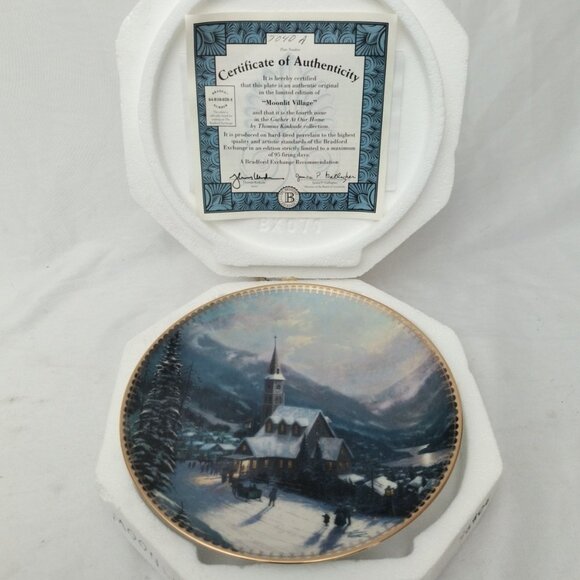 Thomas Kinkade Other - Vintage Thomas Kinkade Christmas 8 1/8" Plate Moonlit Village 1997 W/ COA